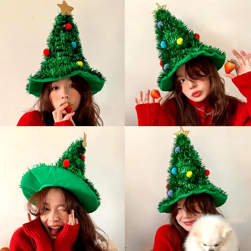 2025 Ins Christmas Tree Hat Creative Xmas Headwear for Girls Christmas Headband Party Costume New Year Decor Supplies