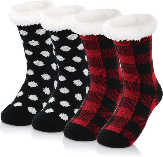 Christmas Slipper Socks Women Fuzzy Socks Gripper Non Slip Womens Warm Cozy Socks Athletic