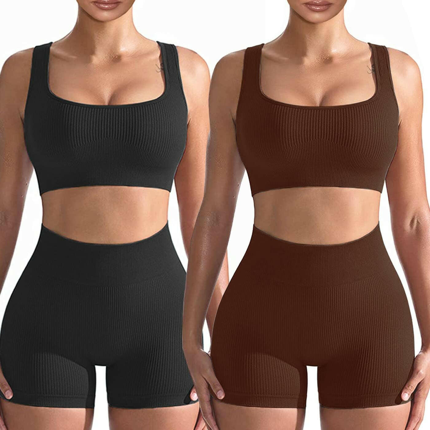 Workout Sets for Women 2 Piece, Cute YOGA Workout Set, Two Piece Workout Outfits,2 Pack