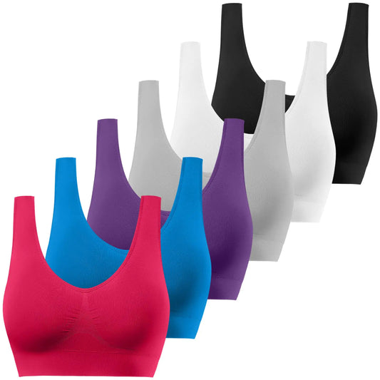 Women's 6 Pack Sports Bra Set Comfort Seamless Stretchy