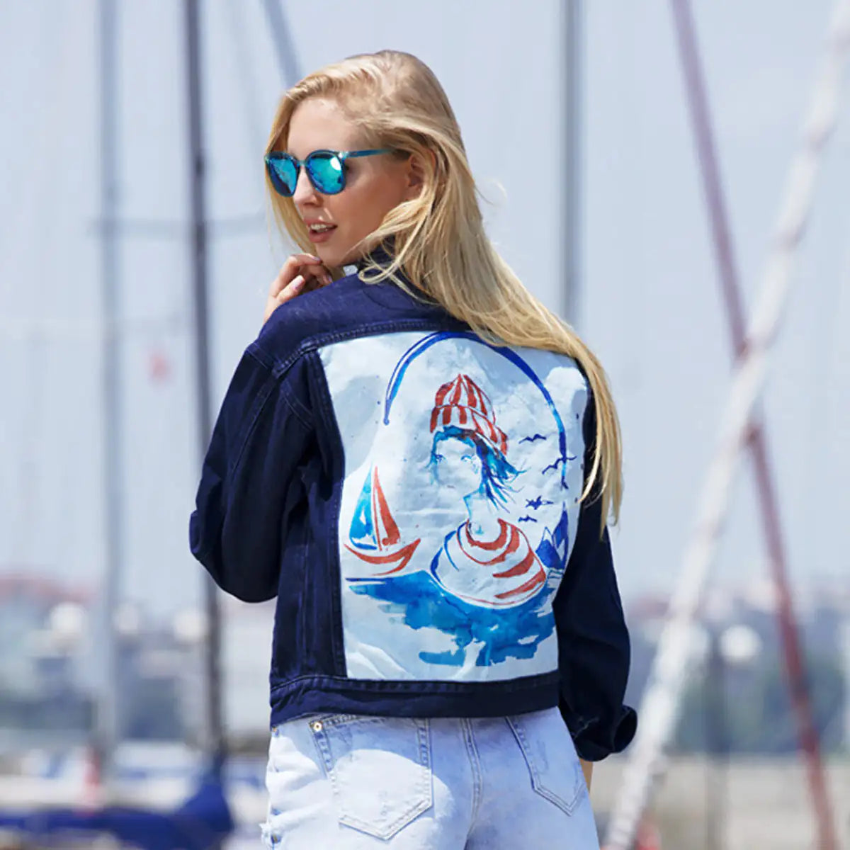 Anemoss Sailor Girl Denim Jacket For Women